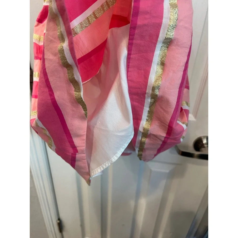 Gymboree Dress Pink Gold Metallic Stripe Sleeveless Bow Party Holiday Kids 5